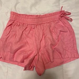 J. Crew Pink Linen Side Drawstring Shorts